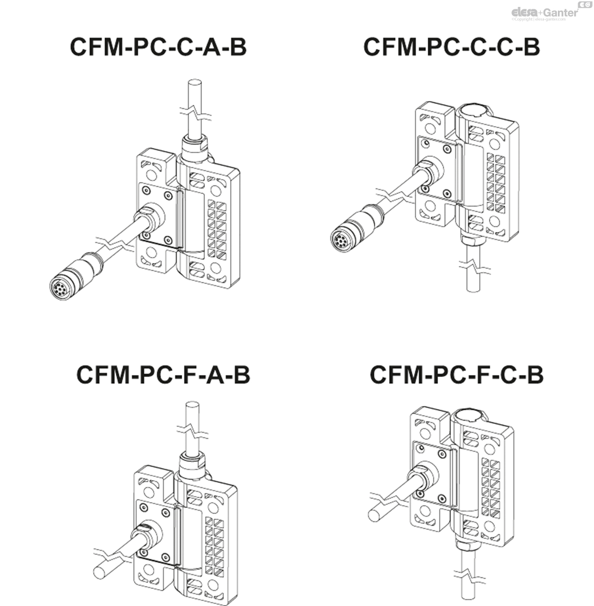 CFM-PC-B-F-A+B Zawiasy Wtopki z otworami gwintowanymi, przewód 3,5m ...